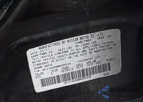 2011 Infiniti G37X from USA, damaged, VIN JN1CV6AR8BM355026